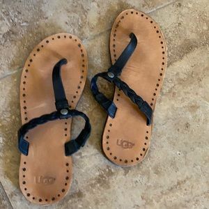 UGG leather braided flip flop sandals